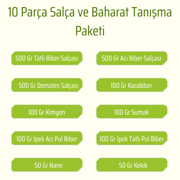 Gaziantep Yörem 10 Parça Salça ve Baharat Tanışma Paketi