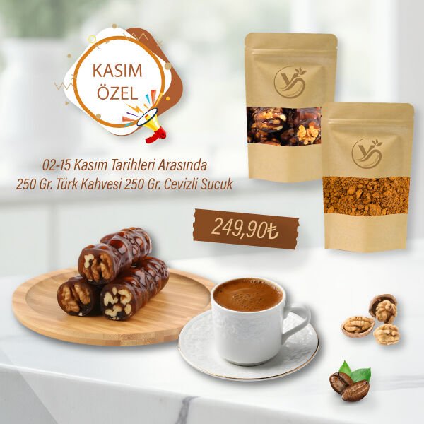 Gaziantep Yörem 250 Gr Türk Kahvesi ve 250 Gr Tüm Cevizli Sucuk